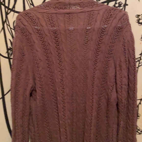 Tracy M Women’s Ruffled Roses Open Front Cardigan Sweater Chocolate Brown - Picture 14 of 16